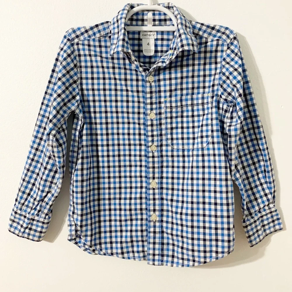 Gymboree and Carter’s Bundle of Three Plaid / Checked Button Down Shirts Size 4